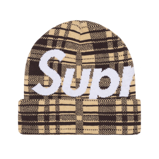 シュプリーム(Supreme)のSupreme Big Logo Beanie Tan Plaid シュプリー厶(ニット帽/ビーニー)