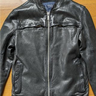 ARMANI JEANS - アルマーニジーンズ 羊革 レザーシングルライダース ...