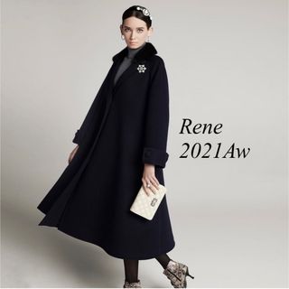 美品 Rene ルネ 上質 コート ベルテッド系 ウール＊フォクシー