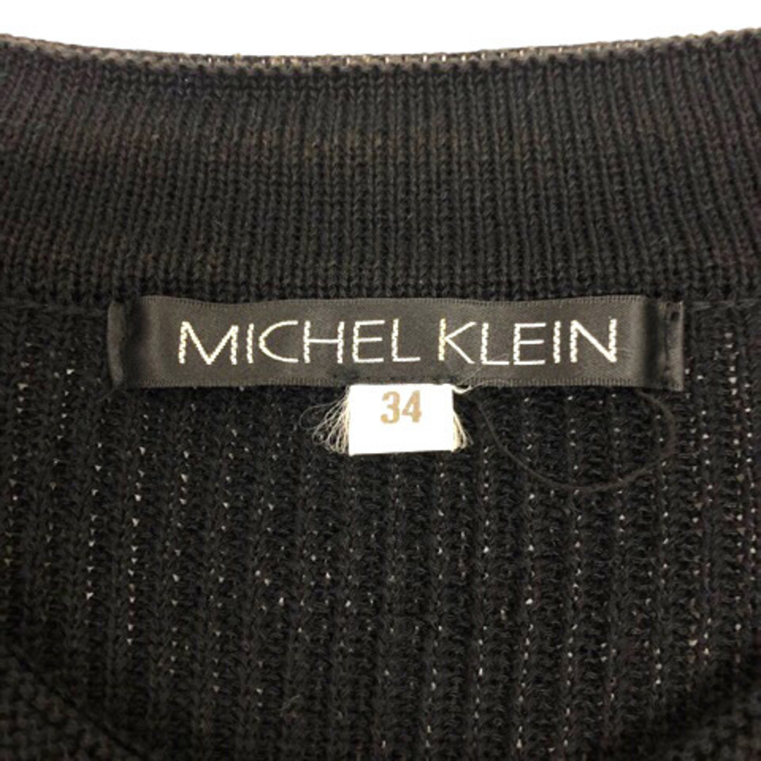 MICHEL KLEIN(ミッシェルクラン)のMICHEL KLEIN カーディガン フレア クルーネック 34 ブラック レディースのトップス(カーディガン)の商品写真