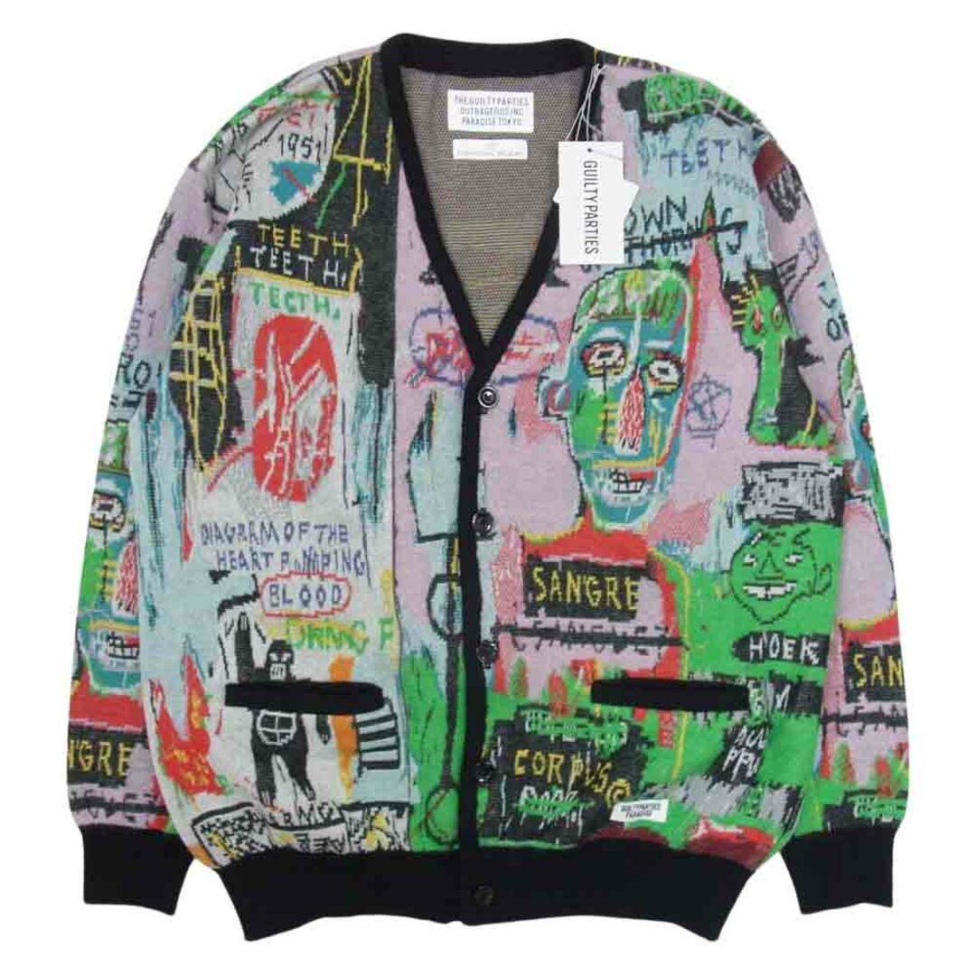 WACKO MARIA ワコマリア カーディガン 22AW BASQUIAT-WM-KN06 JEAN-MICHEL BASQUIAT CARDIGAN TYPE-3 バスキア モヘア カーディガン L マルチカラー系 L【極上美品】約54cm着丈