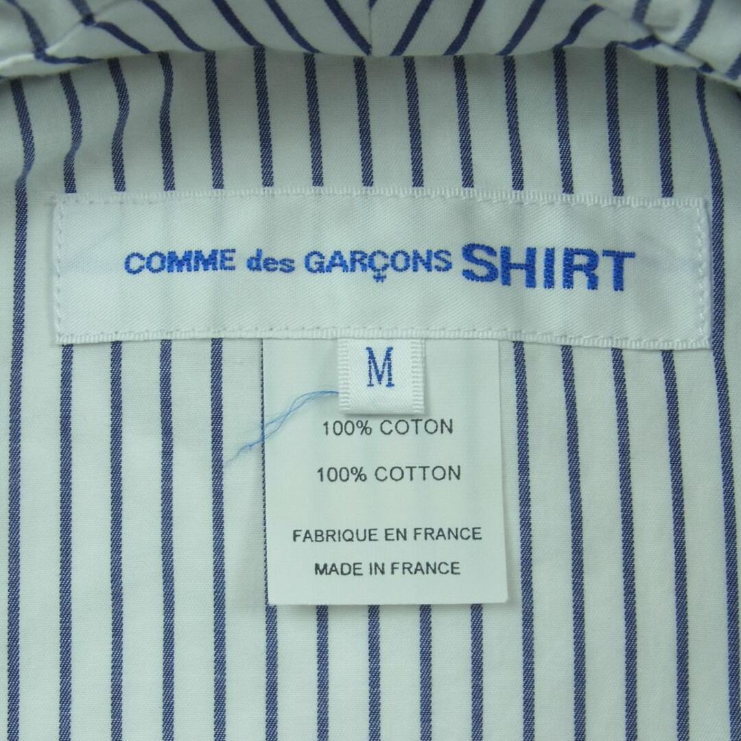 COMME des GARCONS コムデギャルソン FI--C001 SHIRT シャツ 綿ストライプ プルオーバー フーディ パーカー ネイビー系 ホワイト系 M