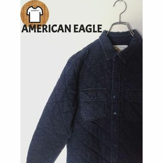 アメリカンイーグル(American Eagle)の【キルティングジャケット S ネイビー フルボタン ダブルポケット 古着A239(ダウンジャケット)