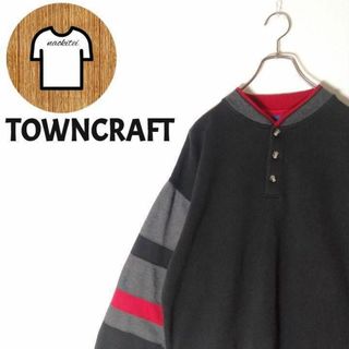 タウンクラフト(TOWNCRAFT)の【TOWNCRAFT スウェット XL ハーフボタン アームボーダー A491(スウェット)