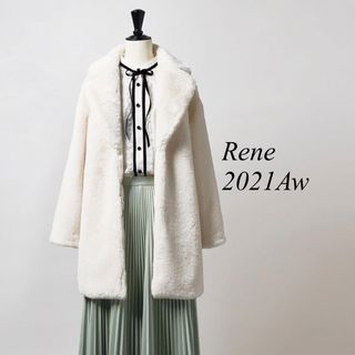 美品▫️Rene 34༚’18年❁.*･ﾟグレージュ系❁.マフラー❁.*コ－ト