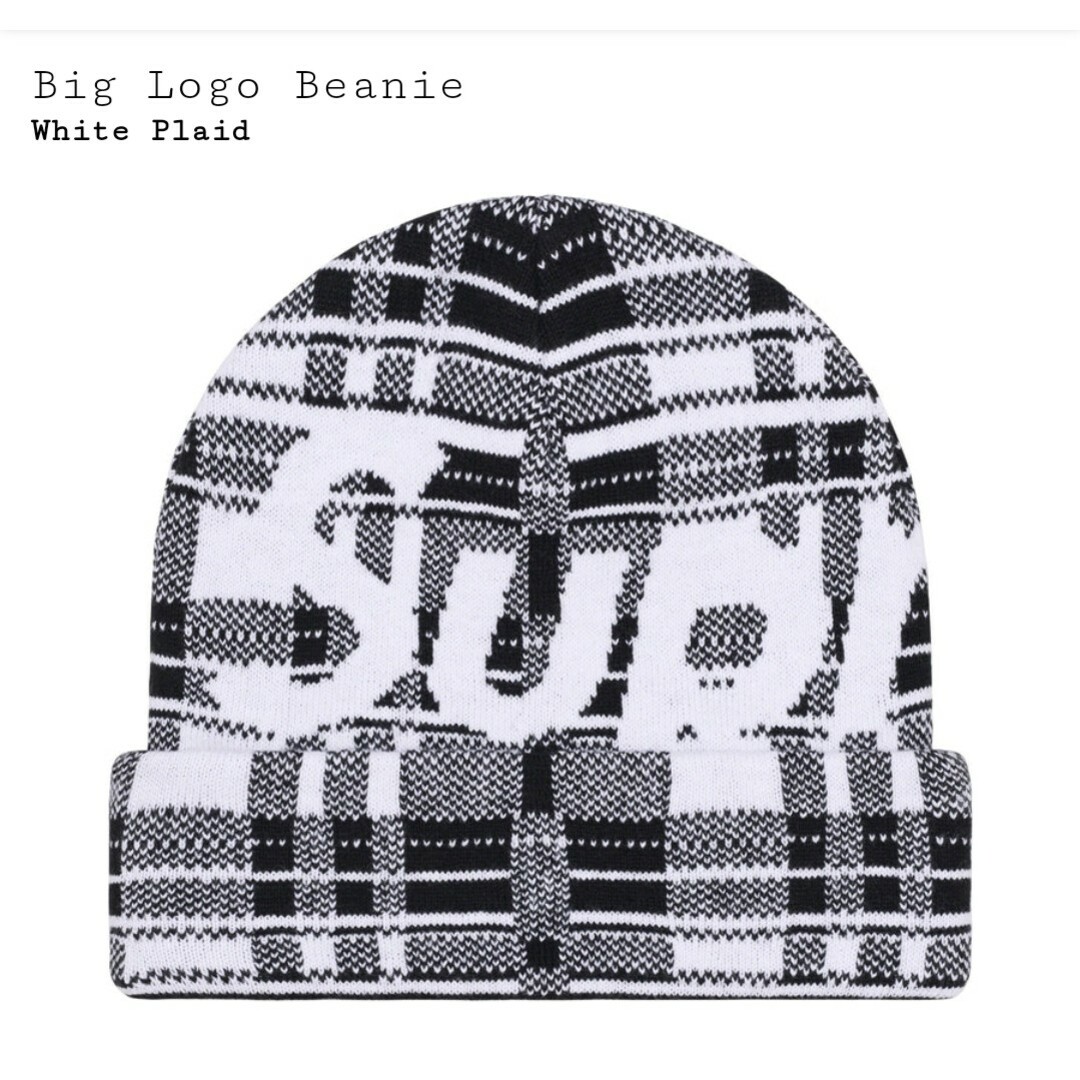 Supreme Big Logo Beanie "White Plaid"シュプリーム