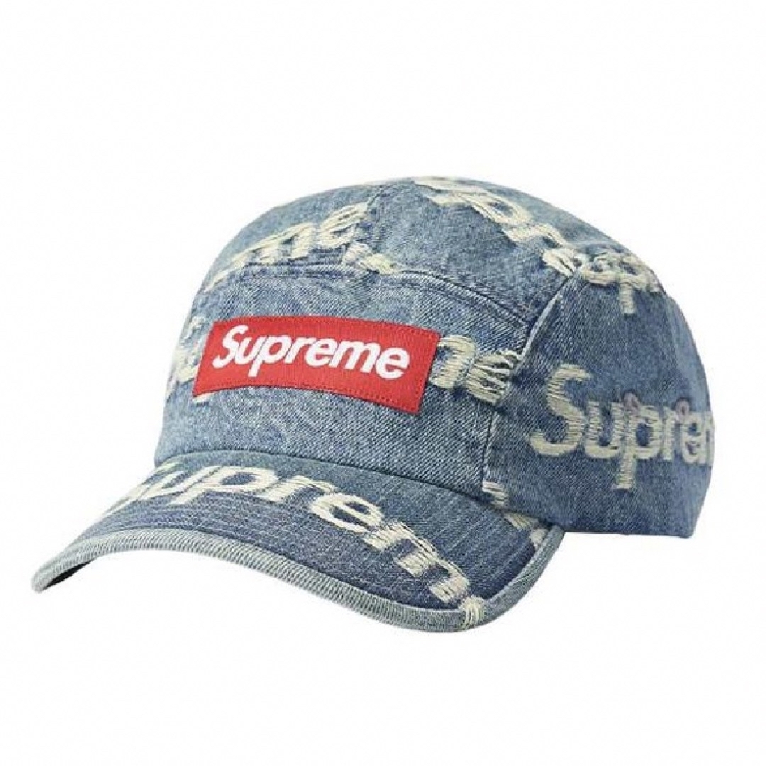 Supreme Frayed Logos Denim Camp Cap