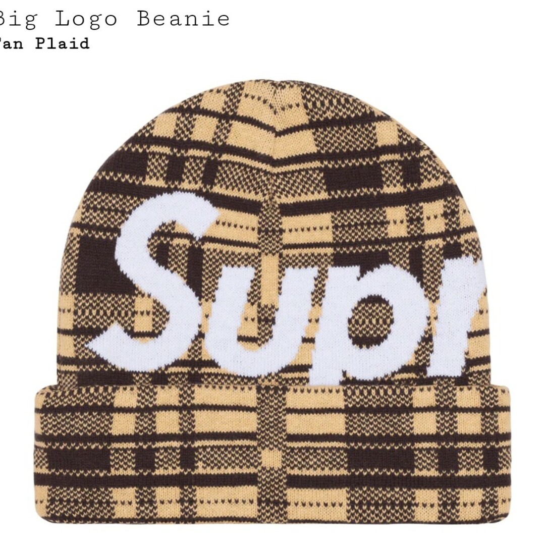 Supreme Big Logo Beanie "Tan Plaid"Supreme