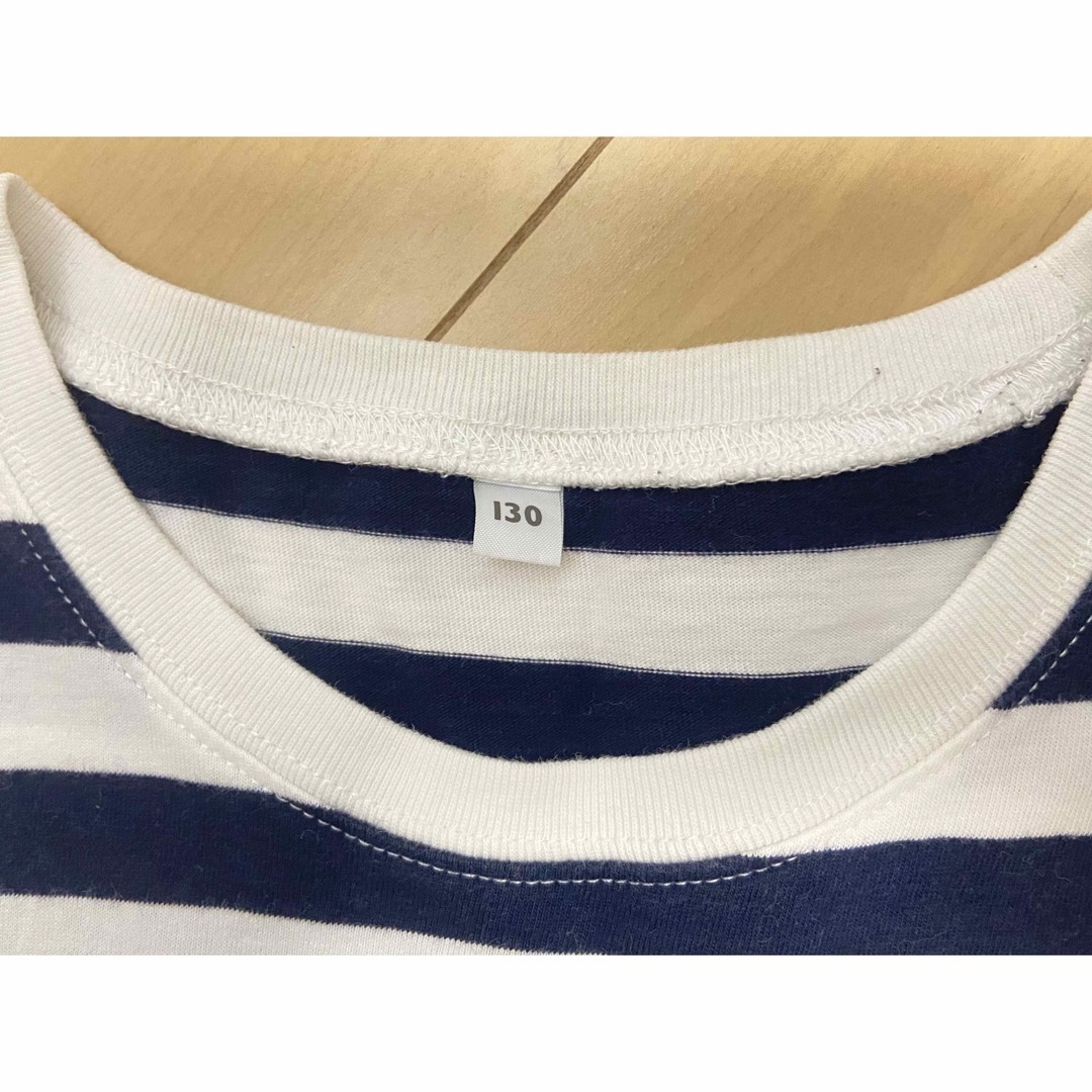 MUJI (無印良品)(ムジルシリョウヒン)の無印キッズボーダーTシャツ★130 キッズ/ベビー/マタニティのキッズ服男の子用(90cm~)(Tシャツ/カットソー)の商品写真