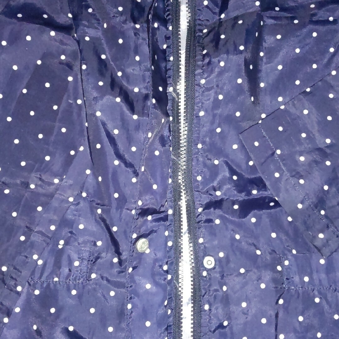 レインコート　紺　ネイビー　ドット　水玉　130 〜 140 cm キッズ/ベビー/マタニティのこども用ファッション小物(レインコート)の商品写真