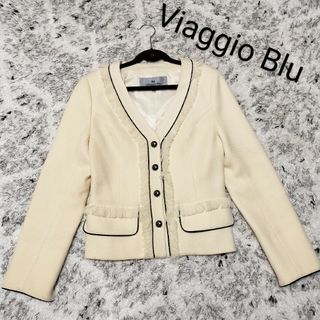 ビアッジョブルー(VIAGGIO BLU)の専用！　ビアッジョブルー　カラーレスジャケット　ツイードジャケット　ノーカラー(ノーカラージャケット)