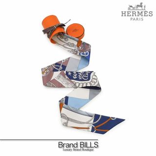 エルメス(Hermes)の未使用品 エルメス ツイリー リボンスカーフ クリケティス H061574S マリン ブラン マロン ネイビー シルク(バンダナ/スカーフ)