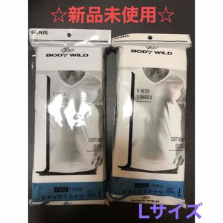 グンゼ(GUNZE)の☆新品未使用☆GUNZE グンゼ VネックTシャツ Lサイズ ホワイト2個セット(Tシャツ/カットソー(半袖/袖なし))