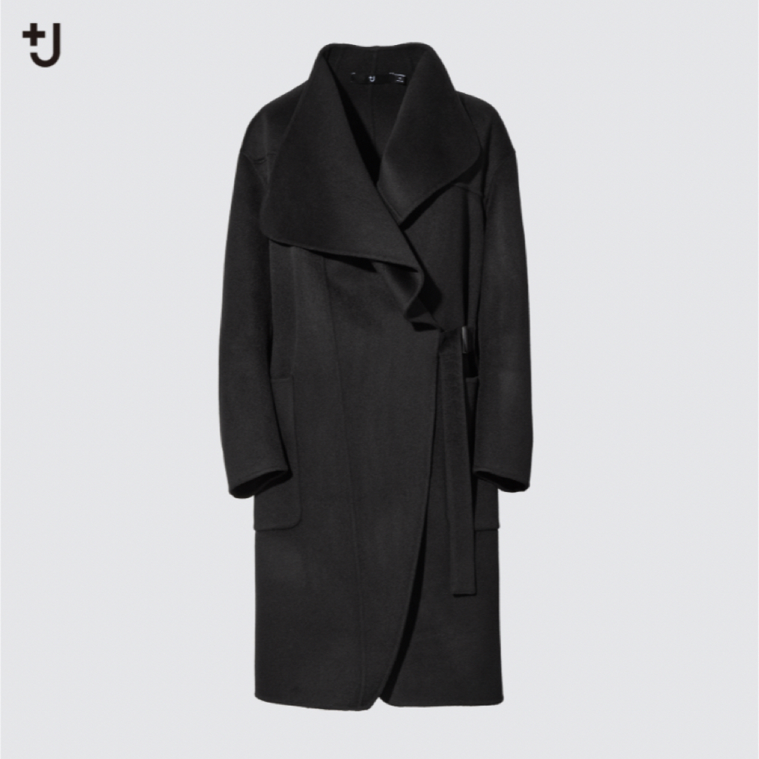 ジルサンダーUNIQLO +J カシミヤブレンドノーカラーコート　black