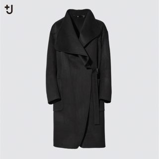 ユニクロ(UNIQLO)のUNIQLO +J カシミヤブレンドノーカラーコート　black(ロングコート)