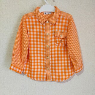 ハンテン(HANG TEN)のオレンジチェックシャツ　95cm(Tシャツ/カットソー)