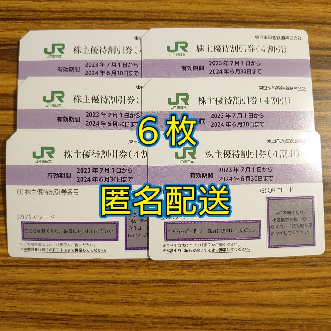 東日本旅客鉄道株式会社(JR東日本)  株主優待割引券 6枚(含株主サービス券)