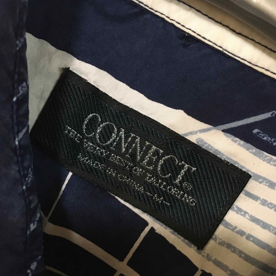 ART VINTAGE(アートヴィンテージ)の【希少】コネクト connect ポリシャツ 柄シャツ 長袖 ネイビー 大きい メンズのトップス(シャツ)の商品写真