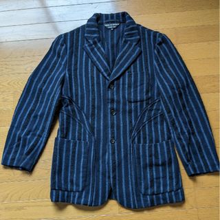 コムデギャルソンオムプリュス(COMME des GARCONS HOMME PLUS)のコムデギャルソンオムプリュス　ウール　ストライプ　テーラードジャケット　Mサイズ(テーラードジャケット)