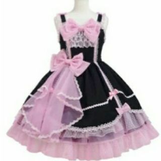 アンジェリックプリティー(Angelic Pretty)のAngelicPretty DreamDoll JSK 黒ピンク(ひざ丈ワンピース)