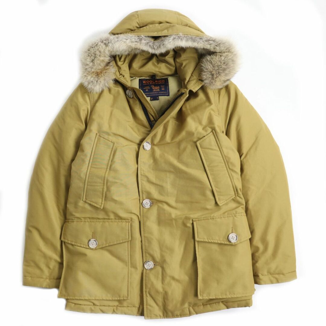 美品●WOOLRICH ウールリッチ WOCPS2393D アークティックパーカー コヨーテファー付き フーデッドダウンジャケット イエロー S相当 正規品42cm袖丈