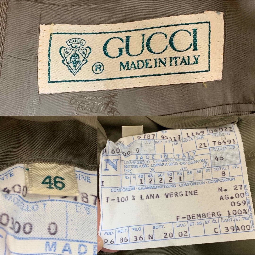 Gucci(グッチ)のOLD GUCCI オールドグッチ 80s イタリア製 ウールコート カーキ系  メンズのジャケット/アウター(ステンカラーコート)の商品写真