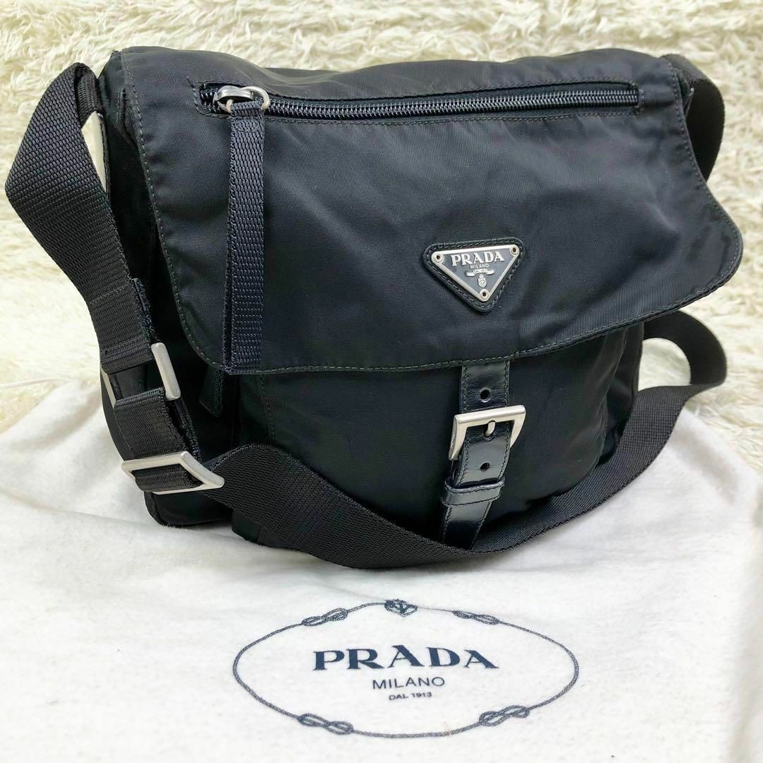 PRADA  ショルダーバッグ  テスートナイロン  三角ロゴ  ブラック