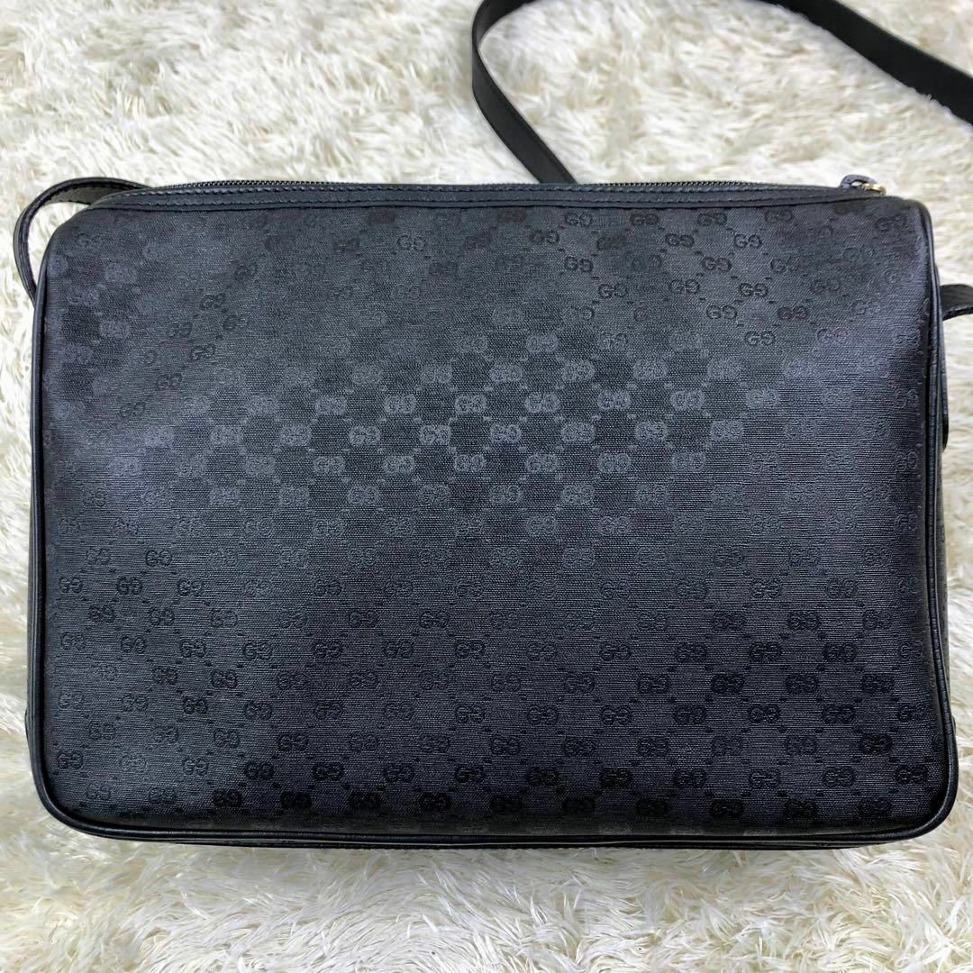 Gucci(グッチ)の【美品】グッチ  ショルダーバック  マイクロ　GG  レザー  PVC  黒 レディースのバッグ(ショルダーバッグ)の商品写真