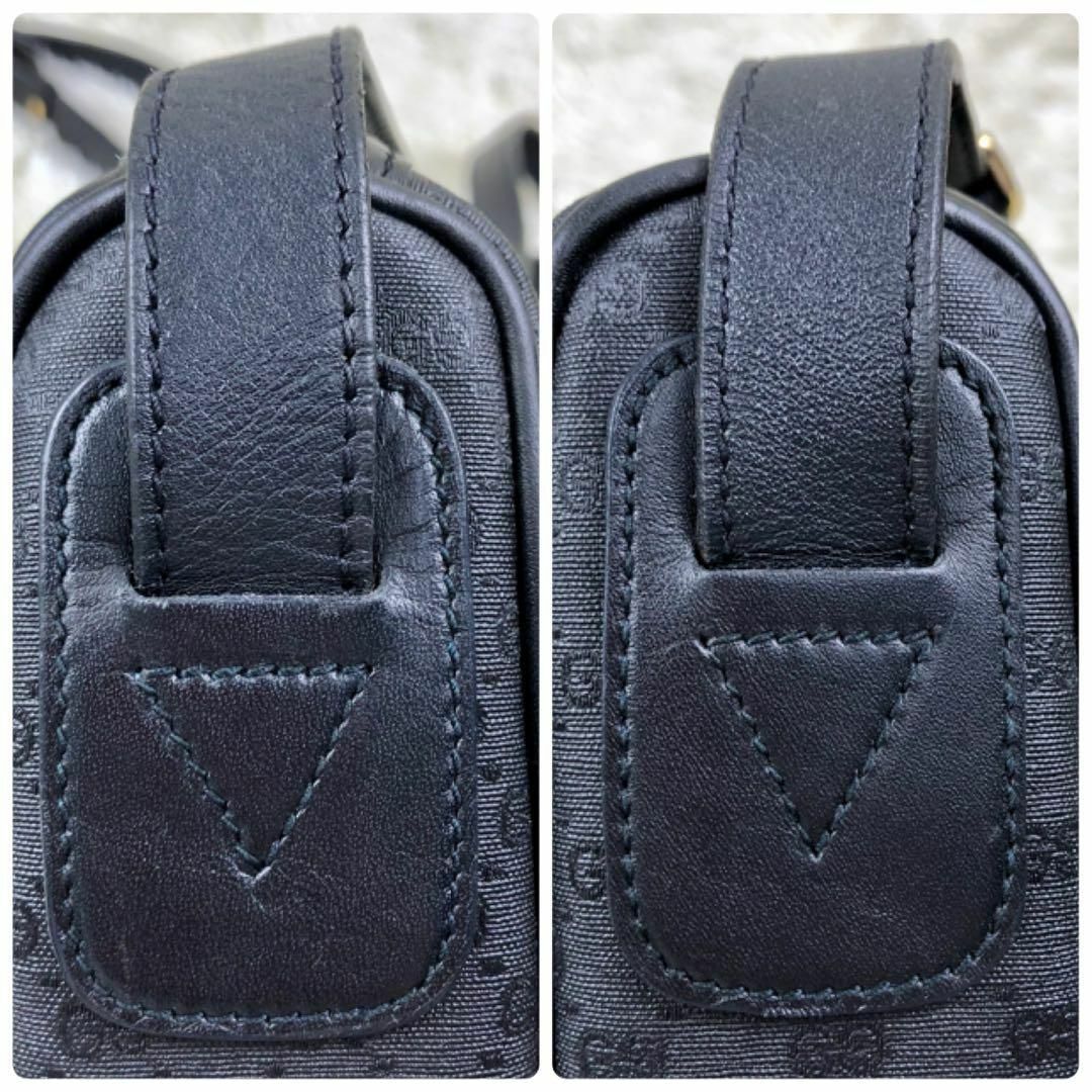 Gucci(グッチ)の【美品】グッチ  ショルダーバック  マイクロ　GG  レザー  PVC  黒 レディースのバッグ(ショルダーバッグ)の商品写真