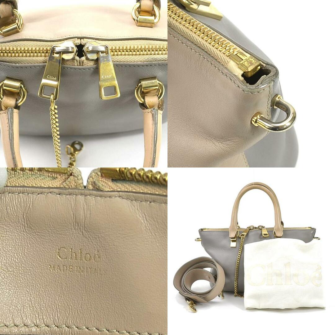 クロエ Chloe ハンドバッグ 斜め掛けショルダーバッグ レザー グレージュ/グレー ゴールド レディース 送料無料 e57196a