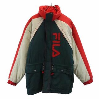 FILA　フィラ　ダウンジャケット　ビッグシルエット　黒　刺繍ロゴ　ブラックXL