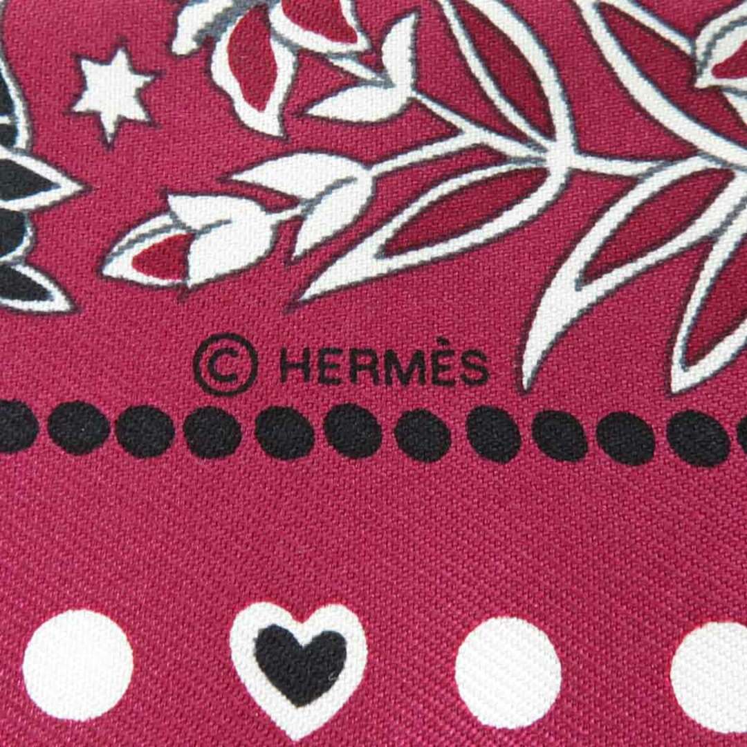 エルメス HERMES スカーフ ツイリー シルク ボルドー/ホワイト/ブラック レディース 送料無料 e57208a