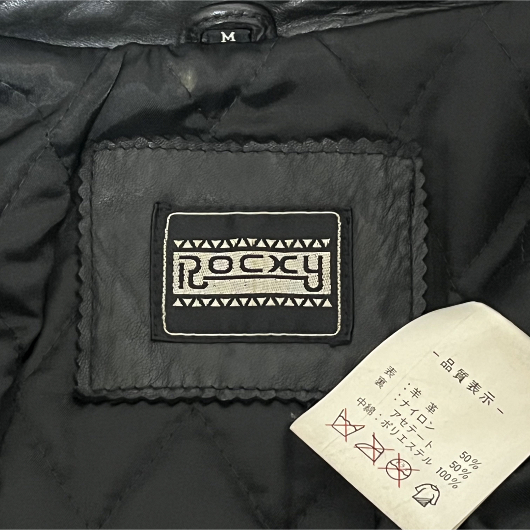 Rocxy ロッキー 韓国製 革ジャン 羊革 ライダースジャケット 黒 M  メンズのジャケット/アウター(レザージャケット)の商品写真