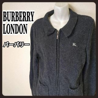 バーバリー(BURBERRY)の★BURBERRY LONDON★ノバチェック WOOL 刺繡 ロゴ Mサイズ(カーディガン)