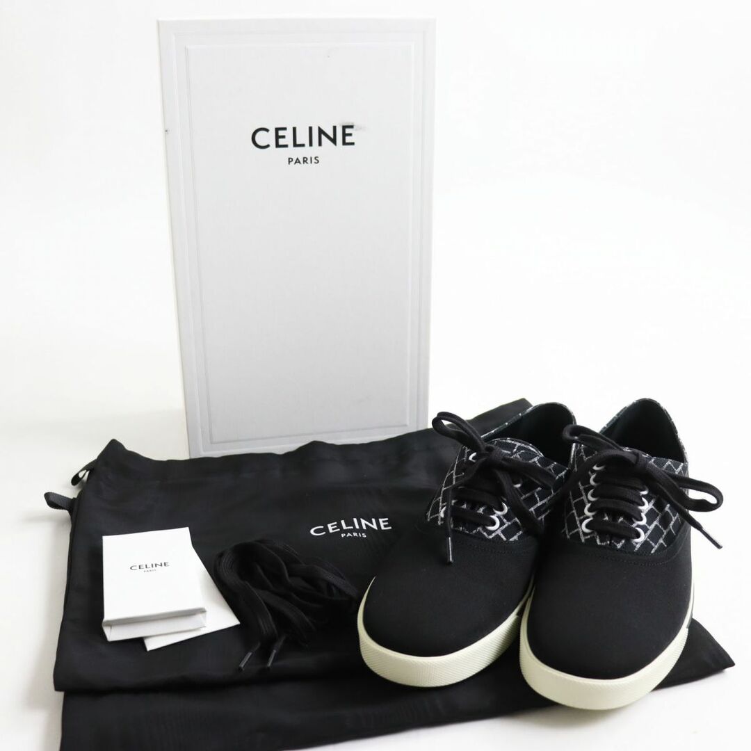 celine(セリーヌ)の未使用品●CELINE セリーヌ ELLIOT/エリオット キャンバス 軽量 レンガデザイン ローカットスニーカー ブラック×ホワイト 42 イタリア製 メンズの靴/シューズ(スニーカー)の商品写真