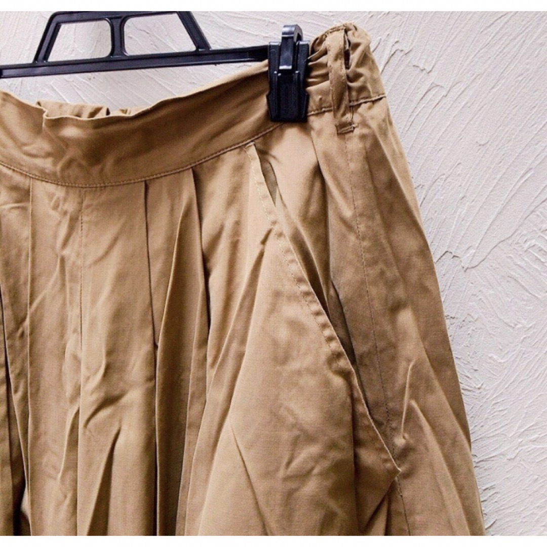 ベージュ ガウチョ スカーチョ ガウチョパンツ ガウチョスカート ウエストゴム レディースのスカート(ひざ丈スカート)の商品写真