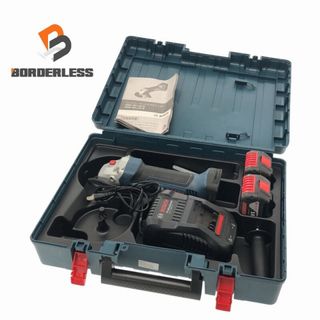 ボッシュ(BOSCH)の☆中古品☆BOSCH ボッシュ 18V 100mm 充電式ディスクグラインダー GWS18V-LI バッテリー2個(18V 6.0AH) 充電器 ケース 81009(工具)