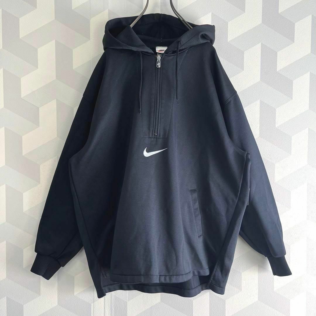 NIKE(ナイキ)の【90s銀タグ】ナイキ XLハーフジップ トラックジャケット パーカー黒nike メンズのトップス(ジャージ)の商品写真