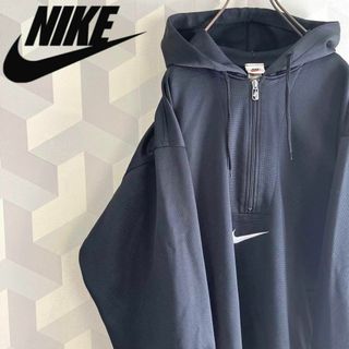 ナイキ(NIKE)の【90s銀タグ】ナイキ XLハーフジップ トラックジャケット パーカー黒nike(ジャージ)