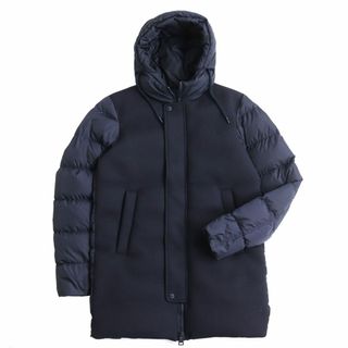 ヘルノ(HERNO)の良品●2020年製 HERNO ヘルノ PI0636U POLAR-TECH 異素材切り替え W ZIP フーデッドダウンジャケット/ダウンコート ネイビー 44 正規品(ダウンジャケット)