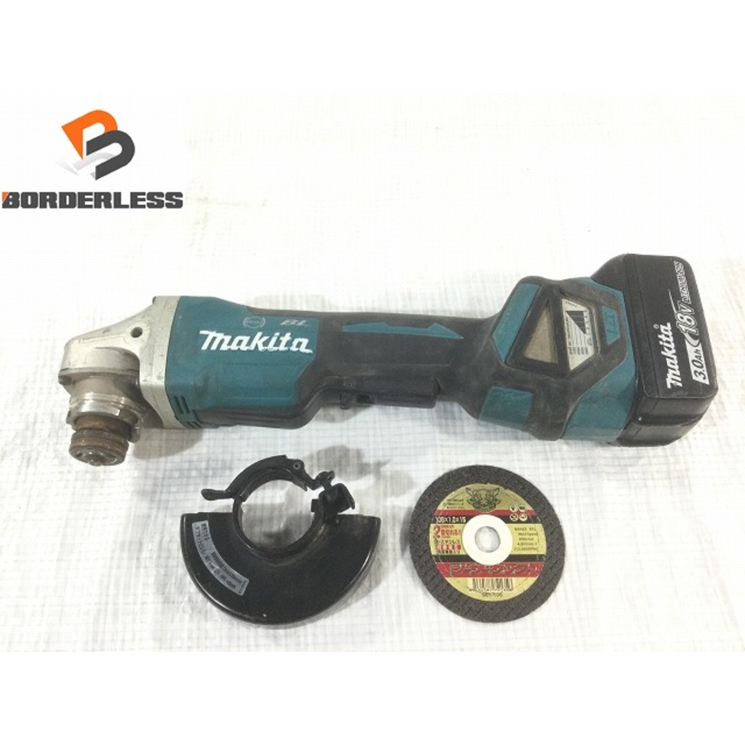 ☆品☆makita マキタ 18V 100mm 充電式ディスクグラインダ GA418D 本体+バッテリー 1個（18V3.0Ah） 81097バイク