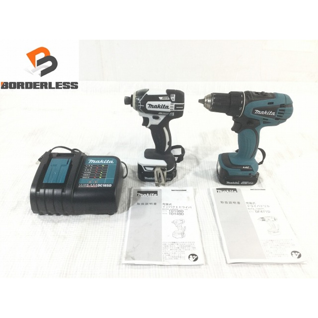 ☆セット品☆makita マキタ 14.4V 充電式インパクトドライバ TD138D 充電式ドリルドライバ DF471D バッテリー2個 充電器 81421自動車/バイク