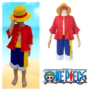 ワンピース(ONE PIECE)のONE PIECE ルフィ キッズ コスプレ ５点セット(その他)