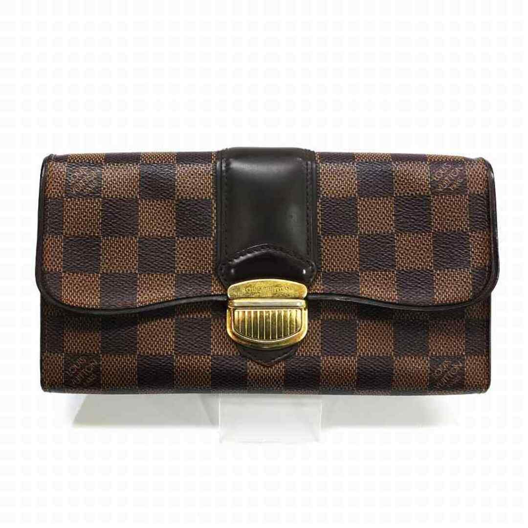 LOUIS VUITTON ルイヴィトン ポルトフォイユ システィナ 長財布 N61747 ダミエ エベヌ ブラウン 財布 金具 レディースJA-17932