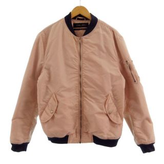 ZARA MAN ジャケット B-15C 褐色風色 中綿 ピンクベージュ 紺 L(フライトジャケット)