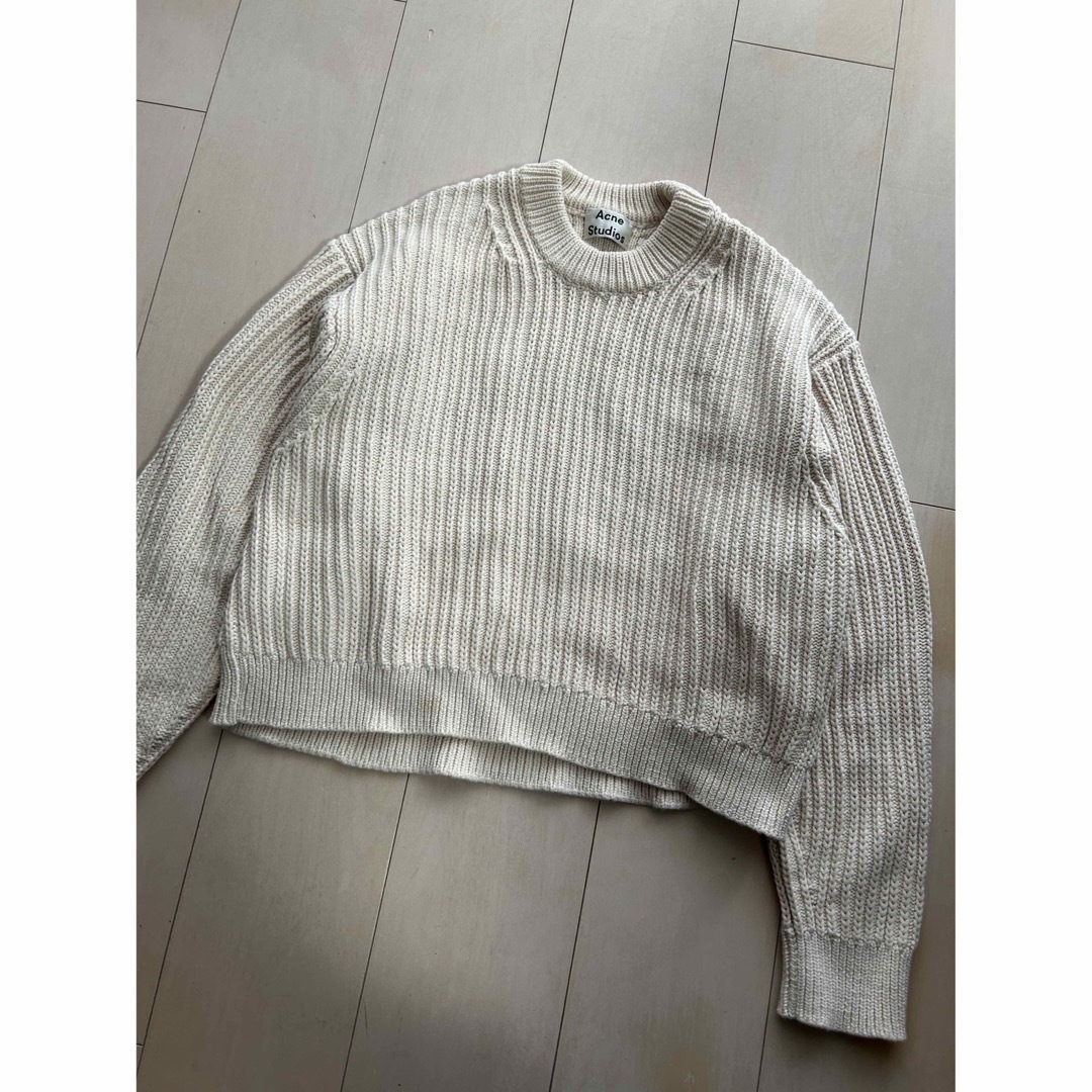 Acne Studios(アクネストゥディオズ)の定価約4万円 Acne Studios コットンリブニット XS アイボリー レディースのトップス(ニット/セーター)の商品写真