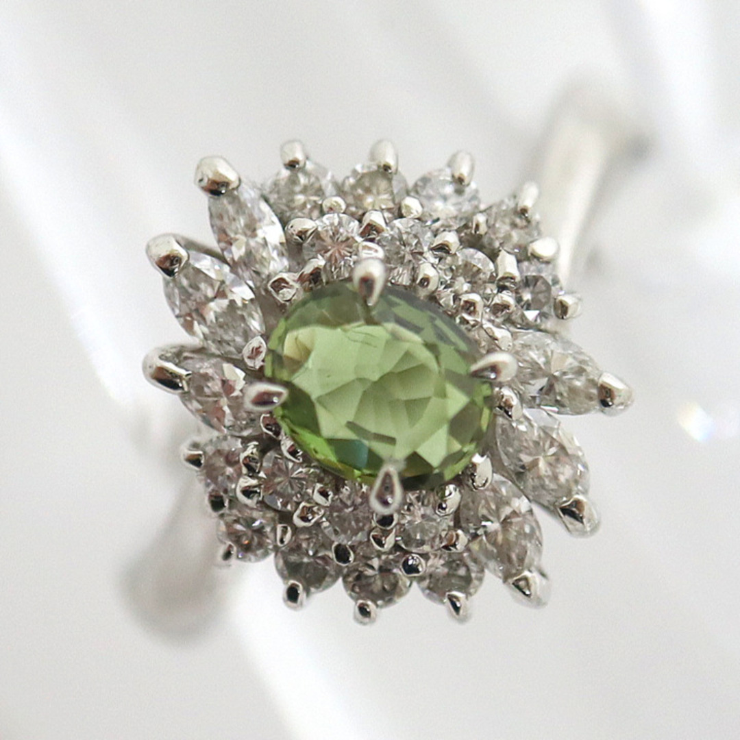 【Jewelry】Pt850 クリソベリルペリドッド ダイヤリング PD.0.43ct D.0.58ct 6.8g/hm09750ngサイズ