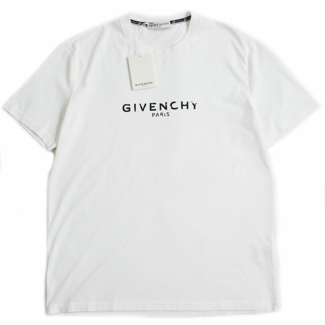 未使用品●GIVENCHY ジバンシィ BM70K93002 ロゴプリント クルーネック 半袖 Tシャツ/カットソー ホワイト 大きめサイズXXL 正規品56cm着丈