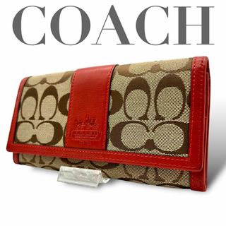 コーチ(COACH) シグネチャー 財布(レディース)(レッド/赤色系)の通販 ... 美品☆COACH コーチ シグネチャー 赤ライン 長財布