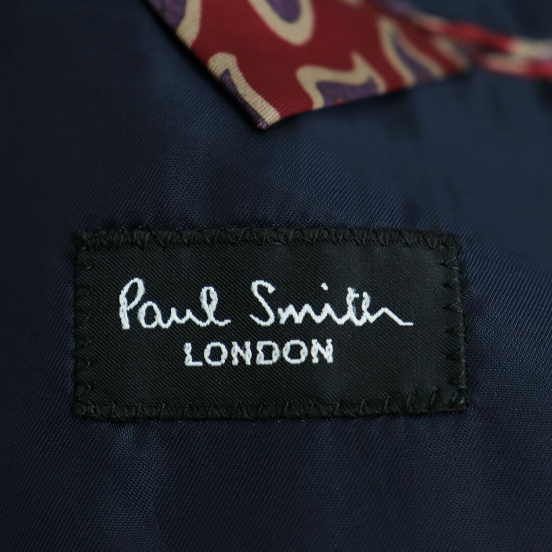 極美品●Paul Smith LONDON ポールスミスロンドン ウール×シルク ストライプ柄 シングル セットアップスーツ 黒 90-76-170 日本製 正規品